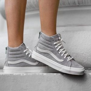 vans sk8-hi slim grey suede trainers